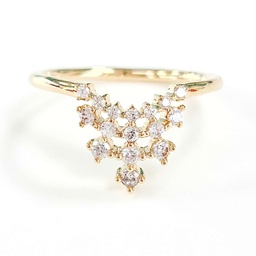 BAGUE SIMPLE CASCADE DE ZIRCONS - PLAQUE OR