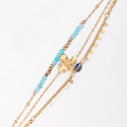 [BRAZUR] BRACELET FANTAISIE AZUR 3 RANGS + 1 KEISHI - ACIER DORE