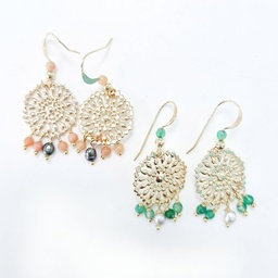 BOUCLES D OREILLES ROSACE FLOCON PIERRES ET KEISHIS