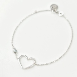 [BRCOEURK] BRACELET ARGENT COEUR ZIRCONS ET KEISHI