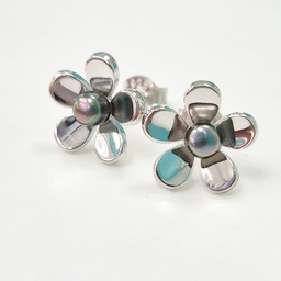 [BO5P] BOUCLES D OREILLES ARGENT FLEUR 5 PETALES ET KEISHIS