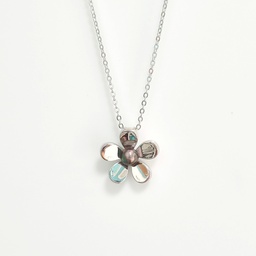 [COF5P] COLLIER ARGENT FLEUR 5 PETALES ET 1 KEISHI