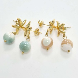 [ETBURGO] BOUCLES D OREILLES MINI ETOILE DE MER ET BURGOT - ACIER DORE