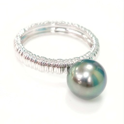 BAGUE TEXTURE 1 PERLE - ARGENT