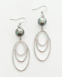 [LARMAR] Boucles d oreilles Larmes perles et zircons - argent