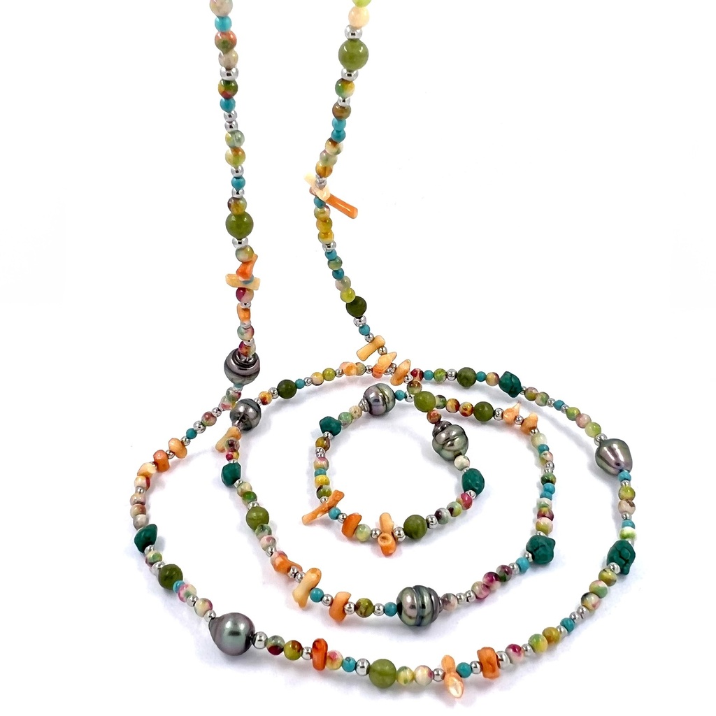 Sautoir Lara Creation En Argent Et Verre - 82 Grammes - Occasion