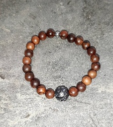 [ARBRPG] Bracelet elast. Homme bois &amp; perle gravée