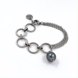 [ELBRA3] Bracelet  anneaux chaines &amp; une perle