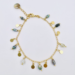 [GFBR27] Bracelet plaqué or breloques keishis et pastilles