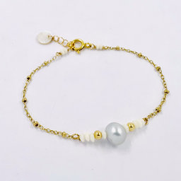 [GFBR31] Bracelet plaqué or Perle claire nacre blanche