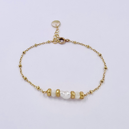 [GFBR41] Bracelet plaqué or tige 1 keishi et nacre