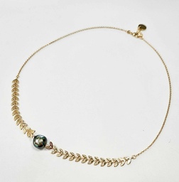 [GCO51] Collier en plaqué or serpent avec 1 KEISHI