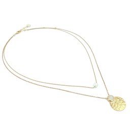 [GFCO8] Collier plaqué or double keishi et estampe pierre de lune