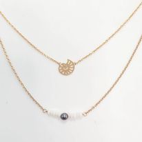 [GFCO11] Collier mini nacre blanche et un keishi