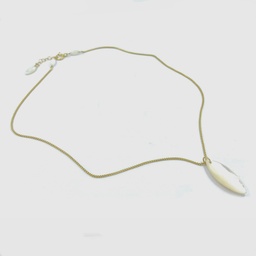[GFCO47] Collier plaqué or avec pendentif nacre blanche