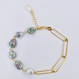 [IRPLBR6K1] Bracelet plaqué or chaîne rectangle 6 Keishis