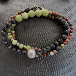 [MBR3NV] Bracelet homme 3 tours noir/vert