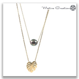 [MGFCO] Collier Double Ape &amp; Perle - Plaqué or