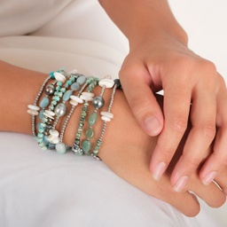 [NIBRBC] Bracelet Nico 3 tours Bleu Clair