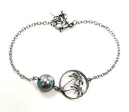 [PABRB] Bracelet minimaliste Palmier et Perle de Tahiti