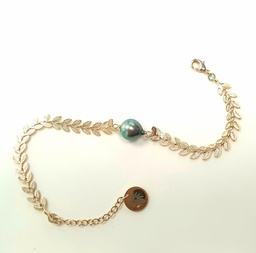 [SEBRT] Bracelet chaine serpent perle Tahiti