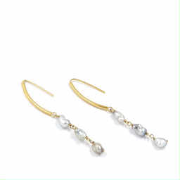 [SOPLBOK] Boucles d'oreillles longues 6 keishis blancs