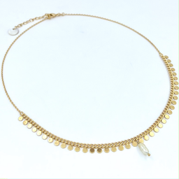 [VAPLCO2] Collier pastilles rondes et keishis blanc